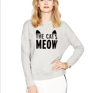 Kate Spade ♠️ The Cats Meow 😸 Grey sweatshirt size L  NWOT